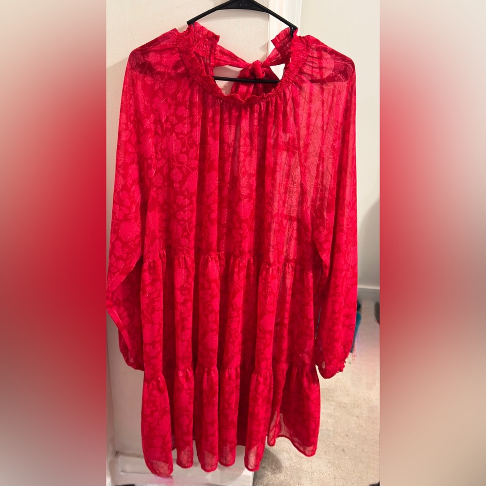 Red Floral Tiered Mini Dress